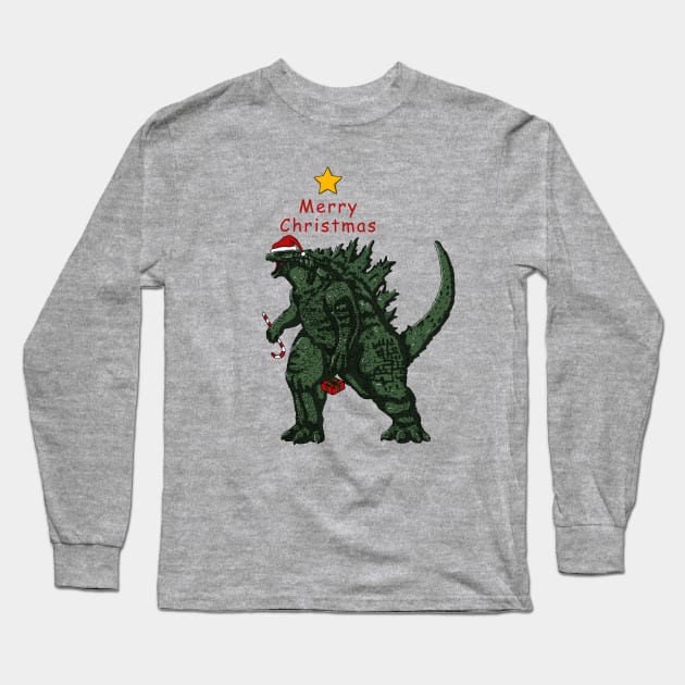 Godzilla Merry Christmas Long Sleeve T-Shirt by mia_me